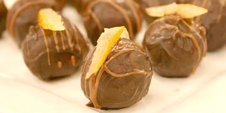 a classic chocolate orange flavor truffle